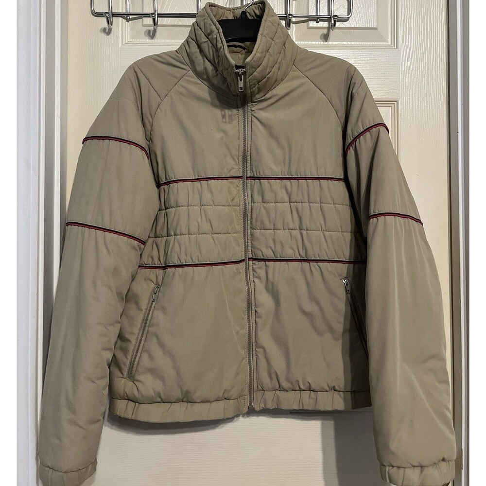 VTG 70s 80s Sears Outerwear Puffer Jacket Mens L Beige Retro Ski Quilted *Read